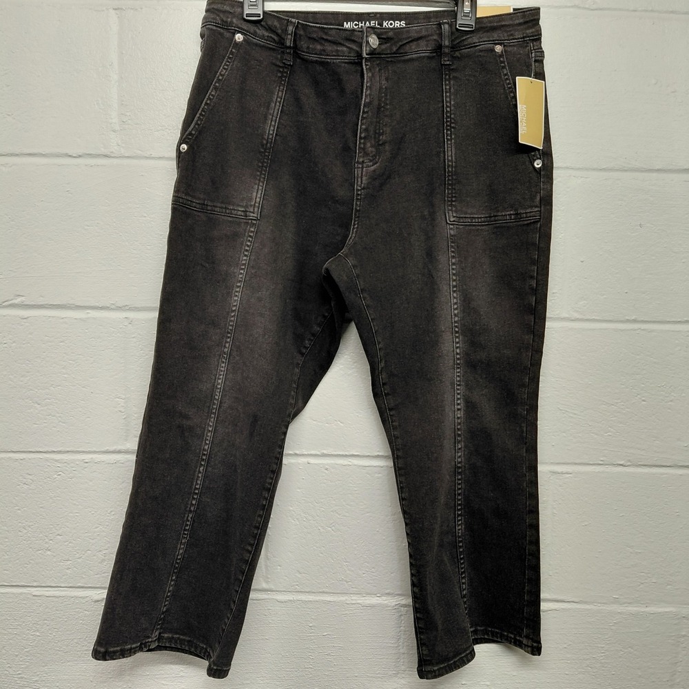 Michael Michael Kors Black High Rise Crop Flare Jeans Women's 14 Petite NEW $110